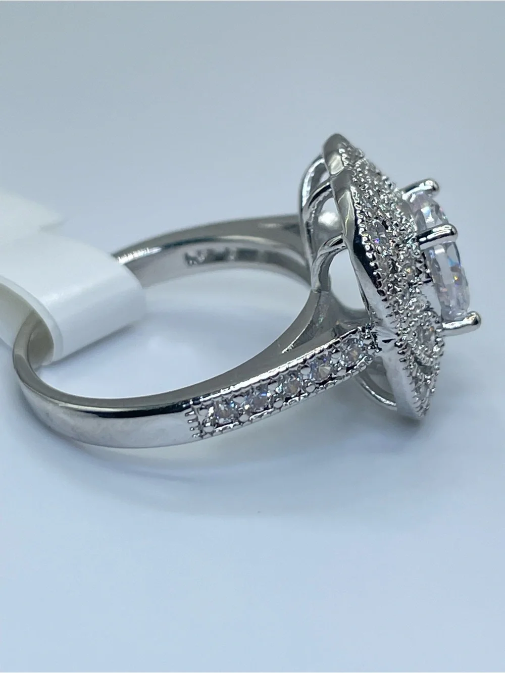 Swarovski Crystal Elements White Crystal Halo Art Deco Statement Ring Sz 6.5